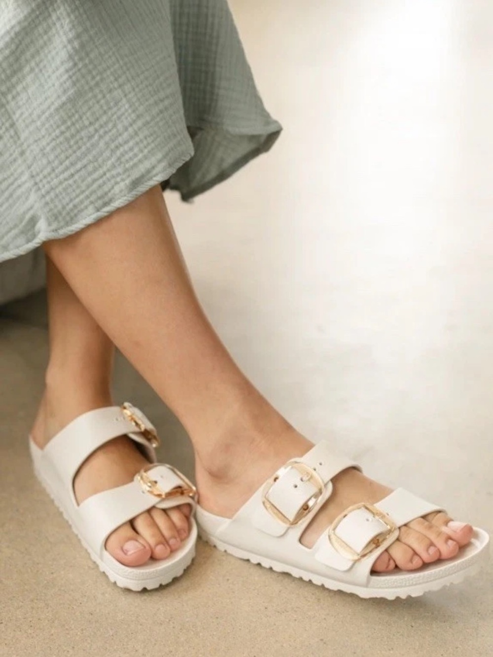 Birkenstock Arizona Eggshell Eva Big Buckle Sandals